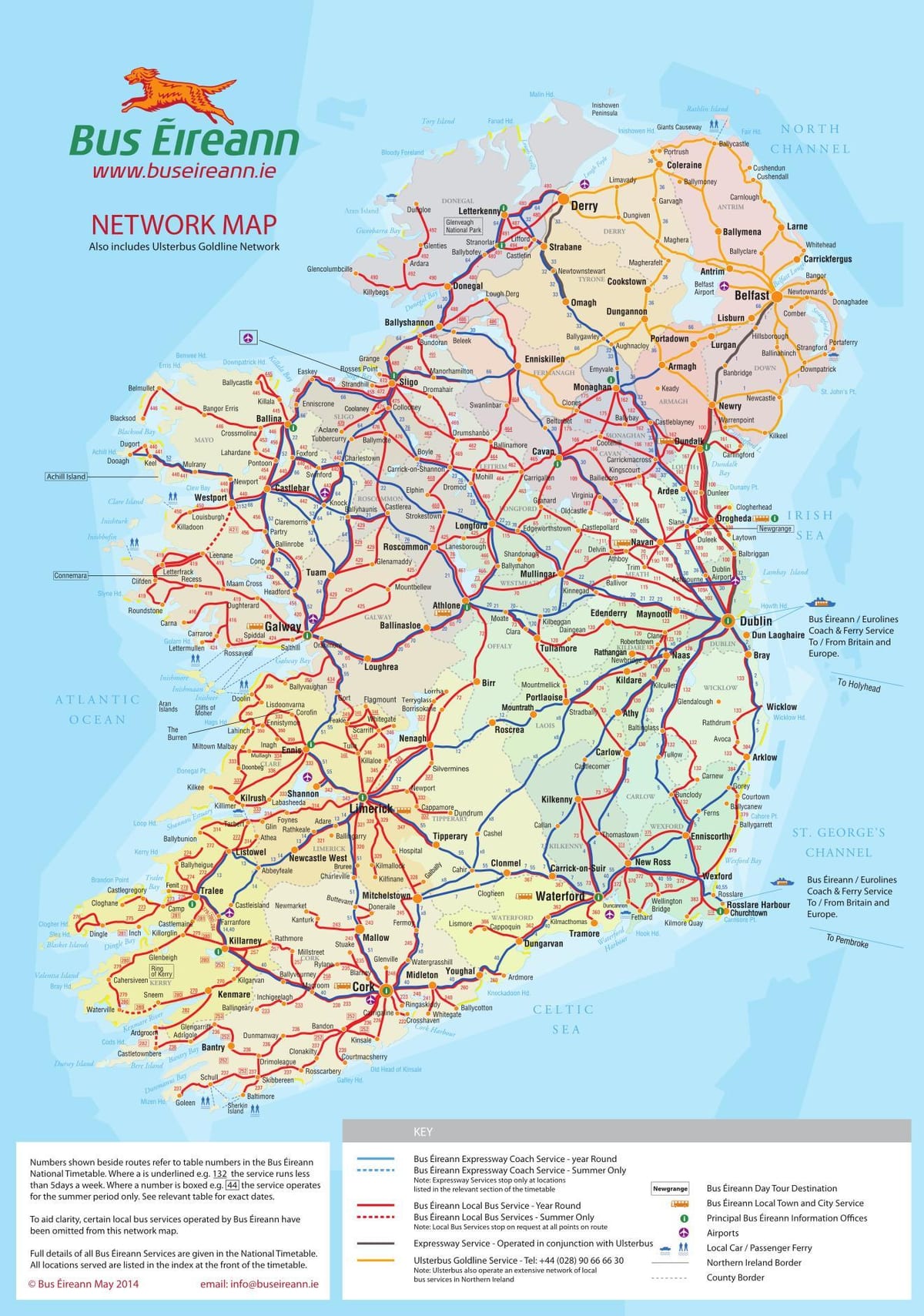 爱尔兰巴士路线的地图