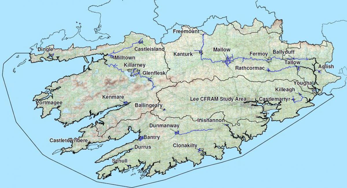 详细的地图爱尔兰西部