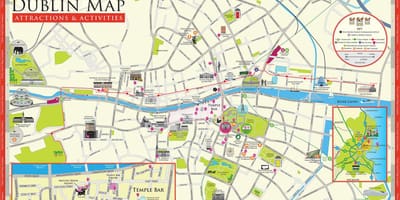 地图的都柏林爱尔兰的旅游景点