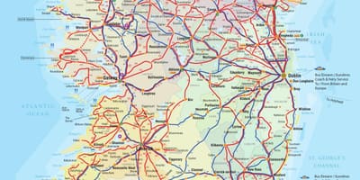 爱尔兰巴士路线的地图