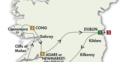 爱尔兰驾车旅游的地图